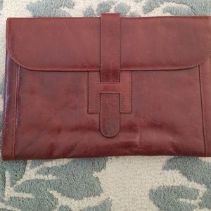 Vintage Leather Oversized Clutch